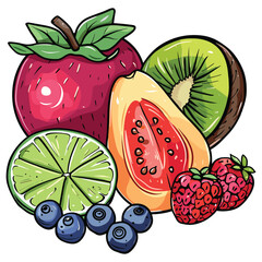 Hand-Drawn Healthy Food Vector Set - Fruits and Vegetables