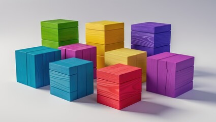 Obraz premium multicolor wooden game blocks