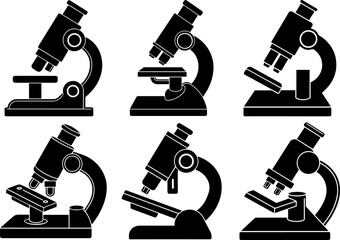Set of microscope silhouette vector illustration