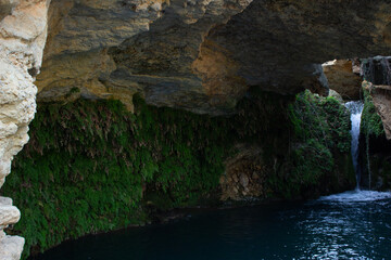 Beautiful surroundings of a waterfall called Salto del Usero in Bullas, Murcia, Spain