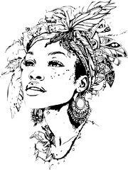 black fairy woman, coloring page, face, woman, vector, illustration, hair, fashion, art, beauty, drawing, sketch, person, design, lady, people, black, head, child, model, lips, style, silhouette, eyes