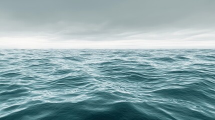 Fototapeta premium Calm, gray ocean, overcast sky, vastness of sea