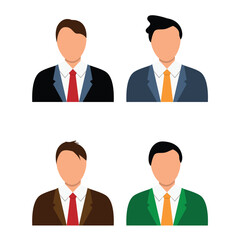 Fototapeta premium Busts of Business People Different Haircuts and Suits. People at work, leadership and company CEO management white collar worker vector art