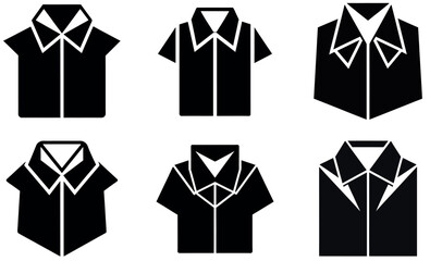 Six Simple Black and White Short-Sleeve Shirt Icons
