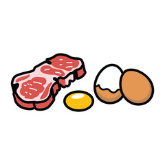 Premium Surf & Turf Ingredients - Hand-Drawn Illustration