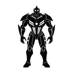 Obraz premium Bipedal Robot in Futuristic Armor Plate Display Silhouette