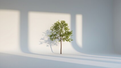 Obraz premium Natural tree shadow in an abstract setting against a white background.