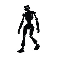 Bipedal Robot Walking with One Foot Raised Silhouette