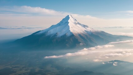 Fototapeta premium Aerial perspective of a landmark mountain. Captured from an airplane during flight.