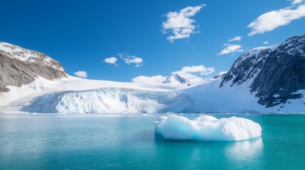 Serene Arctic Landscape with Iceberg and Glacial Mountains