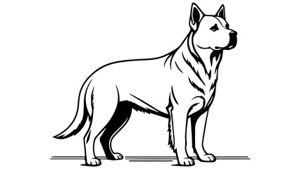 cute staring dog outline black and white silhouette illustration