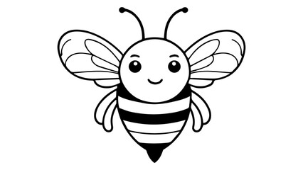 cartoon bee black and white shape illustration in vector