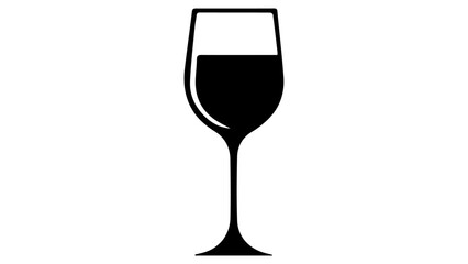 glass of wine black and white shape illustration