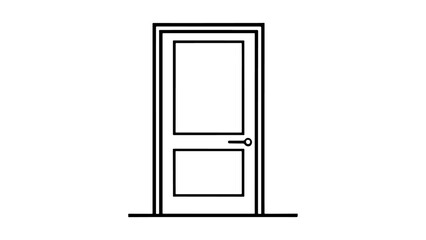 simple door outline icon in vector, closed door vector outline illustration