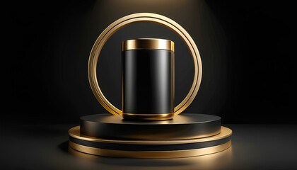 Gold black stage with light background 