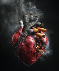 Human heart with cigarettess