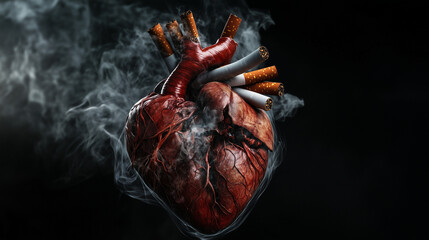 Human heart with cigarettess
