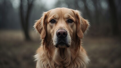 Obraz premium Portrait of a Purebred Golden Retriever dog outdoors
