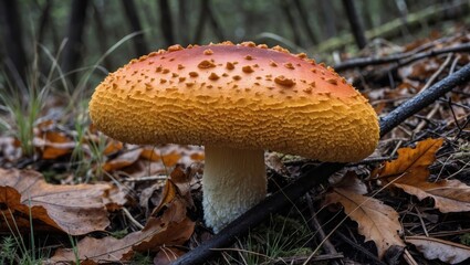 Fototapeta premium Red poisonous Fly Agaric mushroom in the woods.