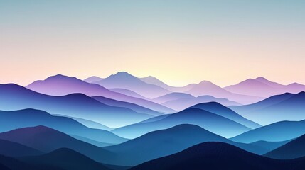Website background design concept. Serene Landscape of Lavender and Midnight Blue Mountains Under an Ethereal Glow