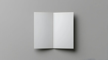 Open Bifold White Brochure Mockup Template on Gray Background in 3D Rendering with Double Gate Fold Showing Blank Pages for Design Presentation