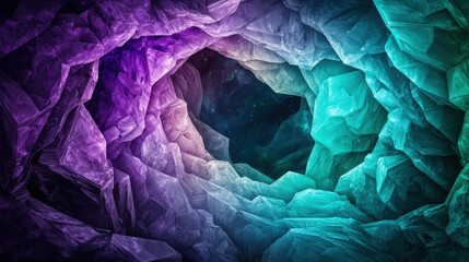 Obraz premium Fantasy abstract imagery concept. Mystical Cave of Colorful Crystals: Journey into a Vibrant, Otherworldly Realm