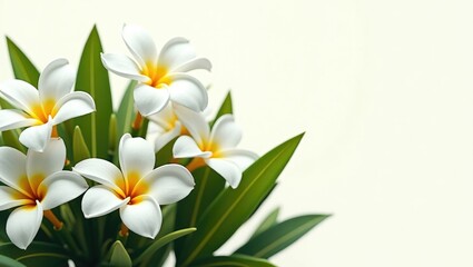 Fototapeta premium Bunch of orange tree flowers closeup isolated on white. Bloom of white citrus tree.