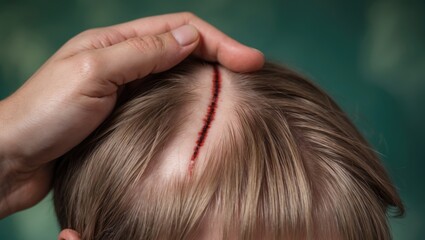 Fototapeta premium Psoriasis on the scalp, dermatological conditions, skin issues