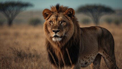 Obraz premium a majestic lion in its natural habitat