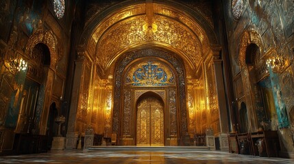 Fototapeta premium Ornate Gold Cathedral Interior