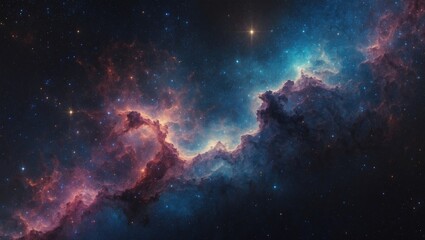 Fototapeta premium vibrant shades modern nebula set against a dark background, a shimmering mosaic. cosmos-patterned and glittering