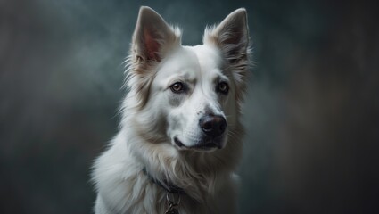 Obraz premium Portrait of a White Shepherd Mix Dog