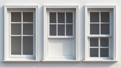 Vintage house window frame set, isolated on a white background.