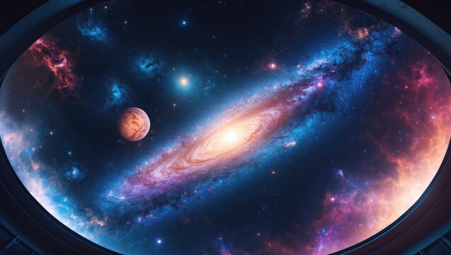 A remarkable fulldome digital display of a galaxy in the planetarium.