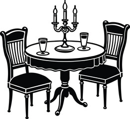 Dining table vector illustration in white background