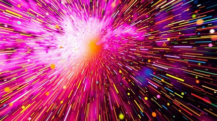 Fototapeta premium Cosmic Burst: A vibrant display of light and color explodes in a dynamic display, suggesting the birth of a star or a high-energy event, perfect for visualizations and abstract concepts.