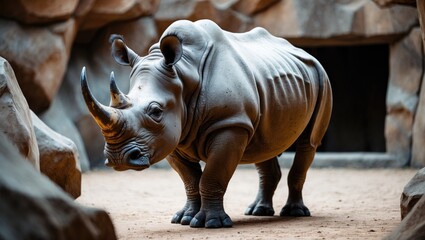 Obraz premium Rhino at a zoo