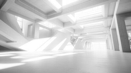 Fototapeta premium Abstract white architecture interior with sunlight.
