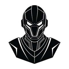 Robotic Humanoid Head with Sleek Metallic Plating Silhouette