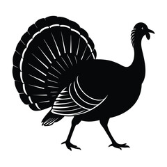 Turkey Walking with Tail Slightly Spread Silhouette