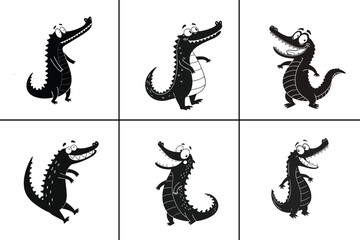 Fototapeta premium Funny Crocodile Mascot Silhouette Vector Design Illustration.