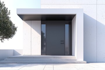 Minimalist contemporary home with chic door in new 2025 trend color.