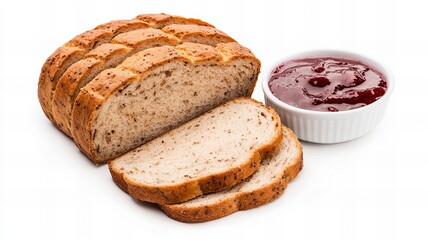 Sliced bread with jam. Perfect for breakfast or snack.