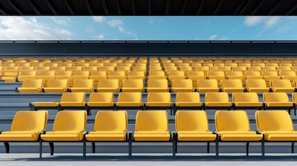 Fototapeta premium Empty Stadium Seats Under Sky