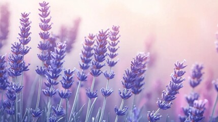 Obraz premium Lavender field, sunlight, soft focus, tranquil beauty