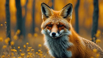 Obraz premium Portrait of wild steppe foxes.