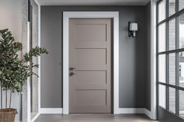 2025 trend color on chic door enhances contemporary home's minimalist entry.