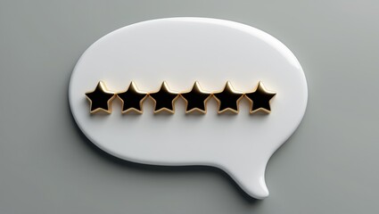 Five-star rating review customer experience quality service excellent feedback concept on top satisfaction background with flat design ranking icon symbol.