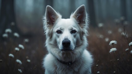 Obraz premium Portrait of a White Shepherd Mix Dog