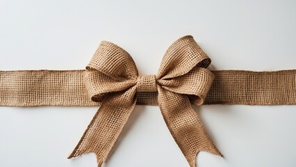 Fabric ribbon and bow isolated on a white background.